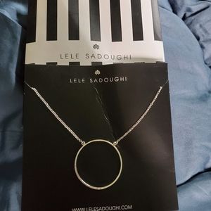 Lele Sadoughi Silver Circle Necklace